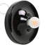 Rund sort lampe.