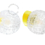 Yellow porcelain wall light with glass lampshade.