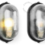 Zwarte, ovale buitenlamp.