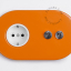 tomada embutida em laranja e interruptor bidirecional ou simples - dupla alavanca niquelada
