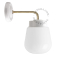 Retro white porcelain wall light with glass shade.