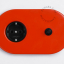 tomada e interruptor embutidos em vermelho - botão de pressão preto