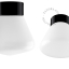 Zwarte porseleinen lamp met glazen schroefkap.