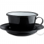 black enamel cup with saucer
