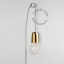 golden porcelain plug-in pendant light with textile cable, switch and plug
