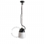 Suspension en porcelaine noire avec globe en verre.