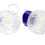 Blue porcelain wall light with glass lampshade.