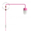 Pink wall lamp with swing arm.