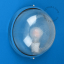 Blauwe, ronde lamp.