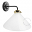 black wall light with opaline glass shade