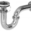 silvery tubular siphon for washbasin with strainer