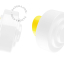 Yellow porcelain wall light with glass lampshade.