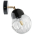 Black porcelain adjustable wall light with glass shade.