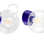 Blue porcelain wall light with glass lampshade.