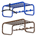 Retro coat rack with hat shelf.