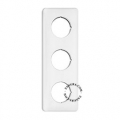 Threefold white bakelite faceplate for switches and outlets.