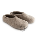 Grey felt slippers.
