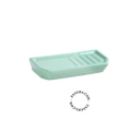 Tablette porte-savon en porcelaine verte.