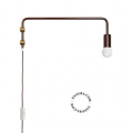 Brown wall lamp with swing arm.