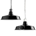 Black enamelled industrial pendant light.