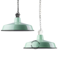 lámpara colgante esmaltada verde menta de tipo industrial