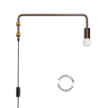 Brown wall lamp with swing arm.