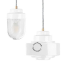 Art Deco-pendellampe i hvidt porcelæn.