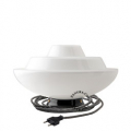 black porcelain table light with glass shade