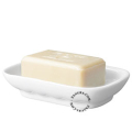 Jabonera de porcelana blanca.