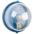 Blauwe, ronde lamp.