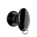 Poignée de porte en porcelaine noire forme olive.