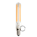E14 filament LED light bulb with transparent glass.