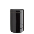 Boîte ronde en porcelaine noire avec couvercle.