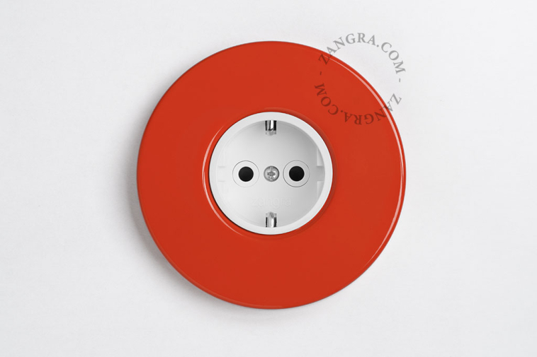 red simple flush mount socket