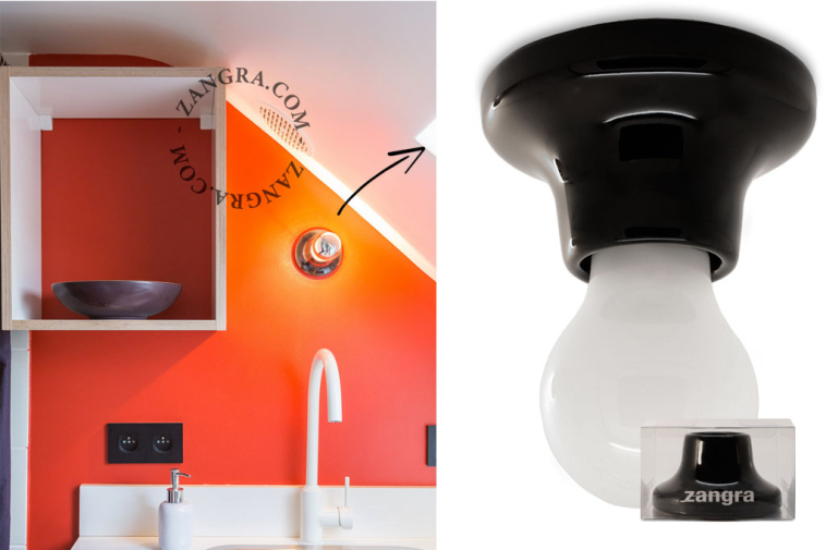 Lampa i vitt porslin.