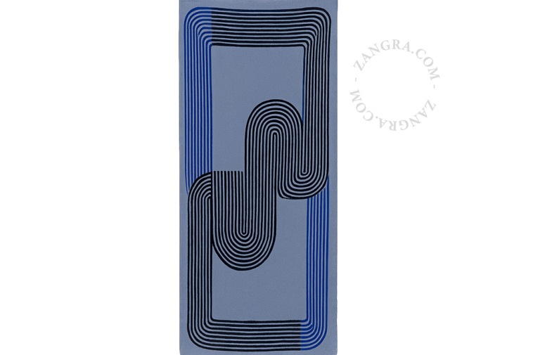 Blue honeycomb cotton bath towel.