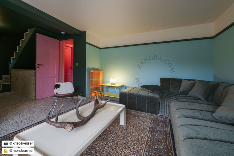 L-shape velvet sofa with chaise longue.