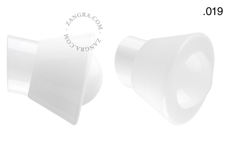 White porcelain wall light with glass lampshade.