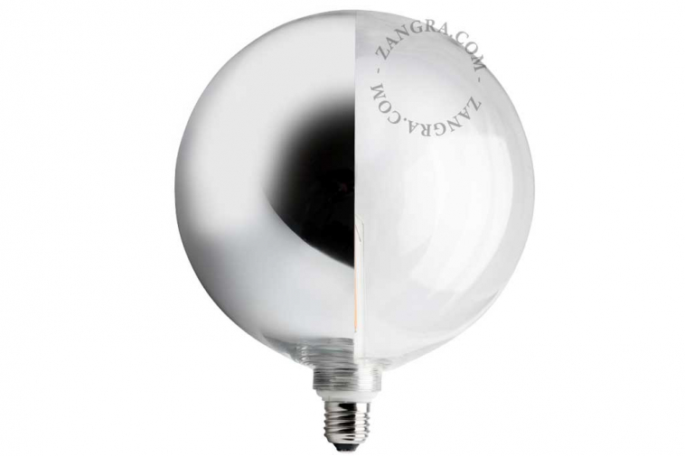 Light bulb with silver side mirror