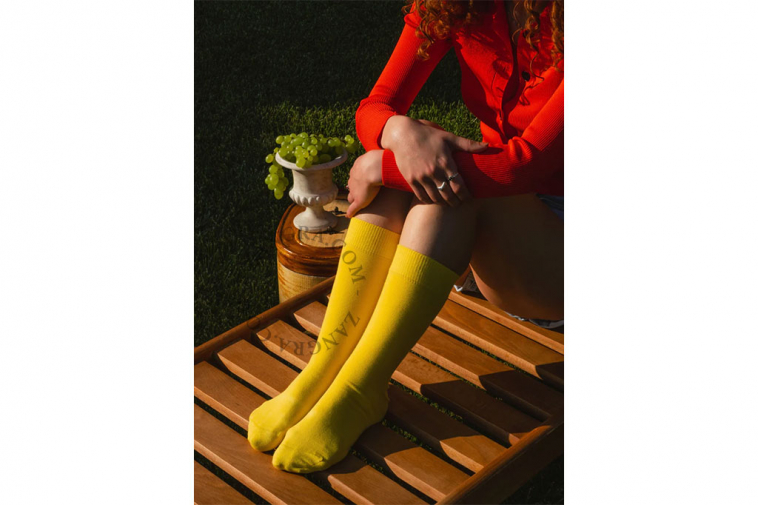 chaussettes jaunes en coton bio