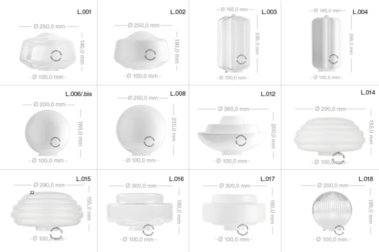 Clear glass diffuser for light fixtures.