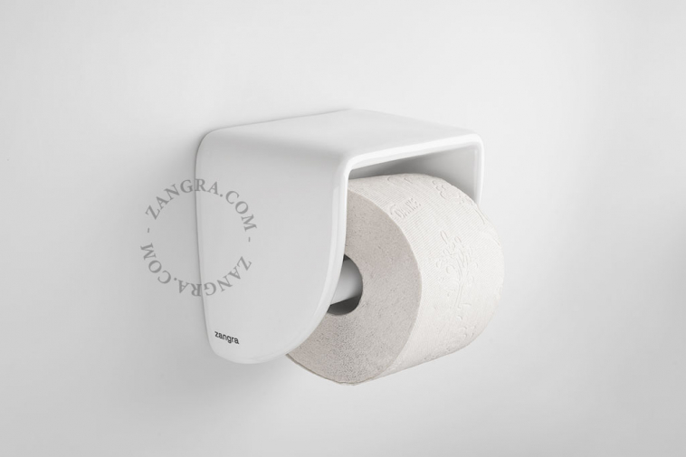 white porcelain toilet paper dispenser