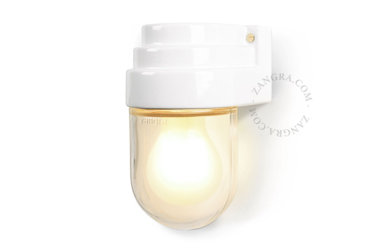 Art Deco hvid porcelæn væglampe.