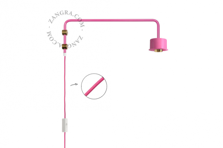 pink replacement base for a swing arm wall light