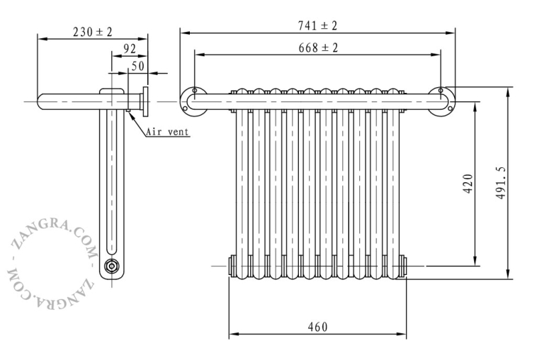 Traditional heated towel rail.