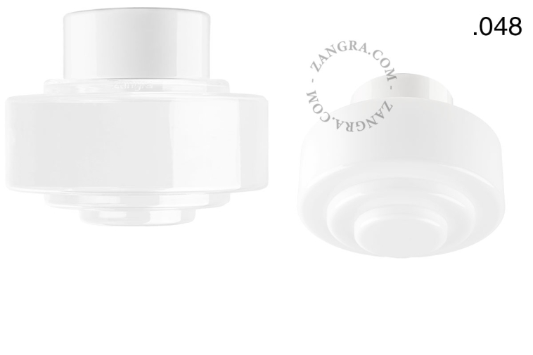 White porcelain lamp with glass lampshade.