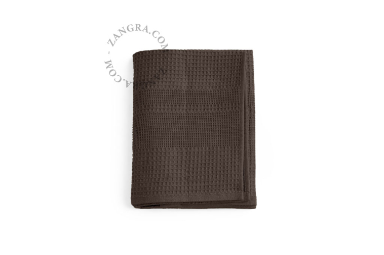 Nid d'abeille wafelhanddoeken in de kleur taupe.