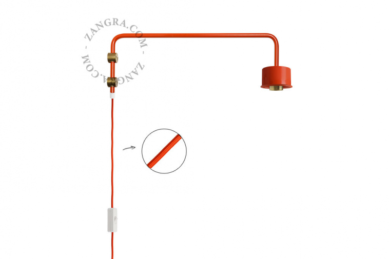 red replacement base for a swing arm wall light