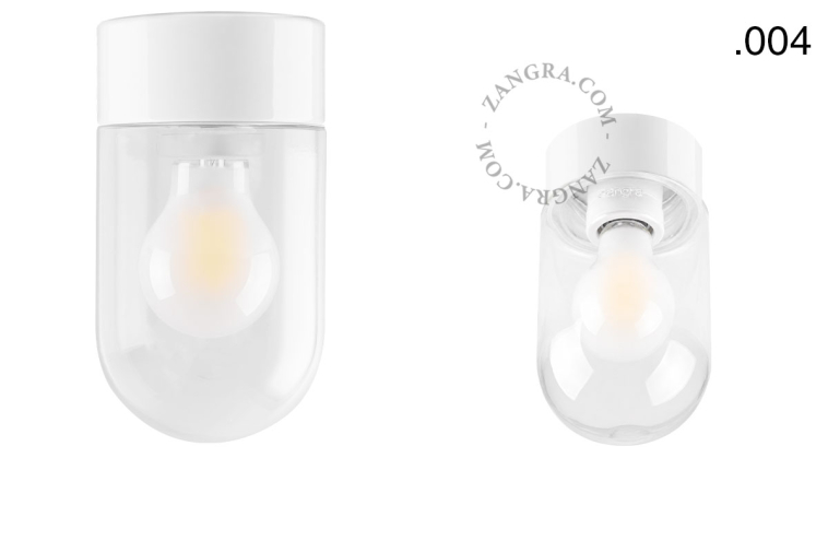 White porcelain lamp with glass lampshade.