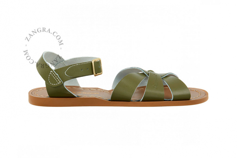 sandales d'eau en cuir kaki de la marque Saltwater